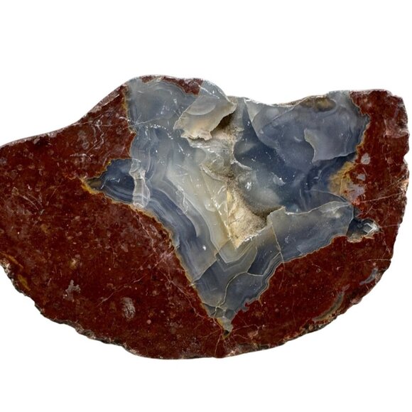 Polished Red Blue Agate Geode Specimen blue 6x4x3" collectable clear brown READ - Picture 1 of 12